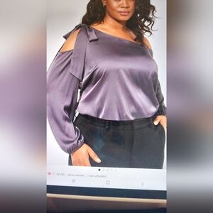 Torrid satin tie front off shoulder